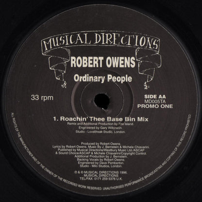 Robert Owens : Ordinary People (Promo One) (12", Promo)