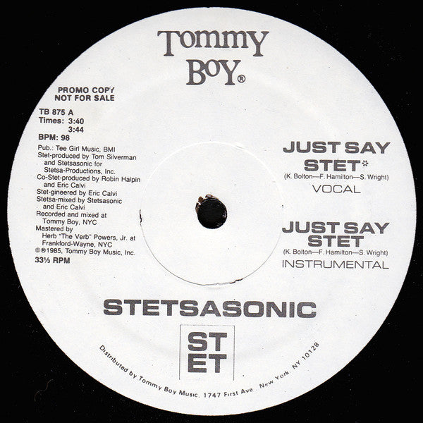 Stetsasonic : Just Say Stet (12", Promo)