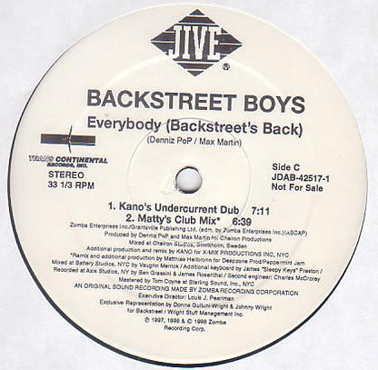 Backstreet Boys : Everybody (Backstreet's Back) (2x12", Promo)