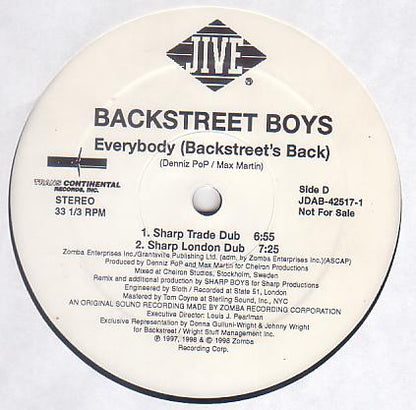 Backstreet Boys : Everybody (Backstreet's Back) (2x12", Promo)