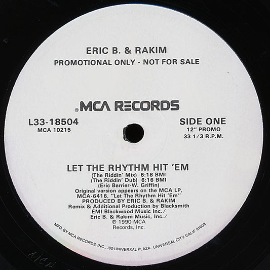 Eric B. & Rakim : Let The Rhythm Hit 'Em (12", Promo)