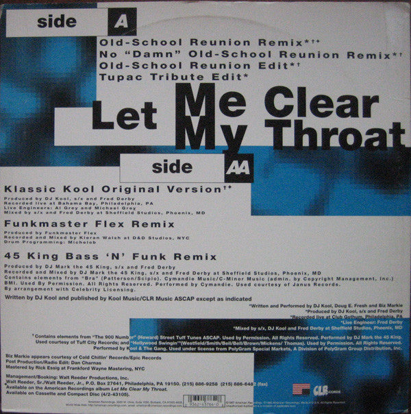 DJ Kool : Let Me Clear My Throat (12")