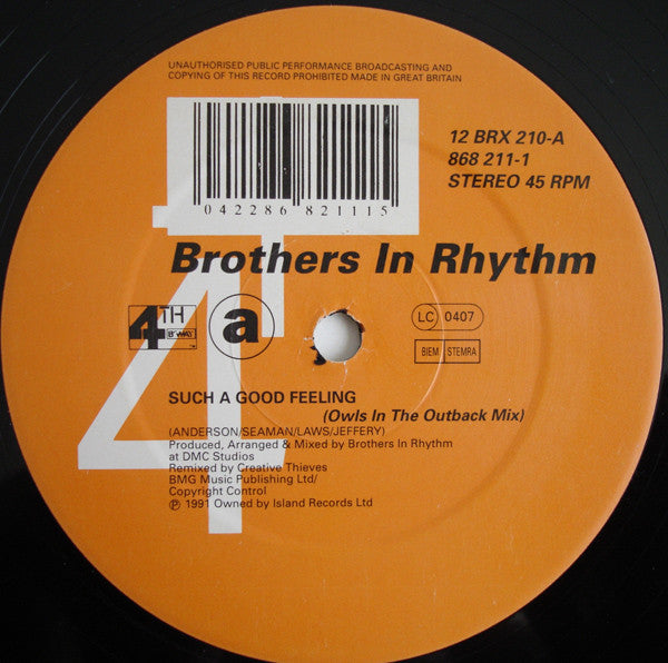 Brothers In Rhythm : Such A Good Feeling (12")