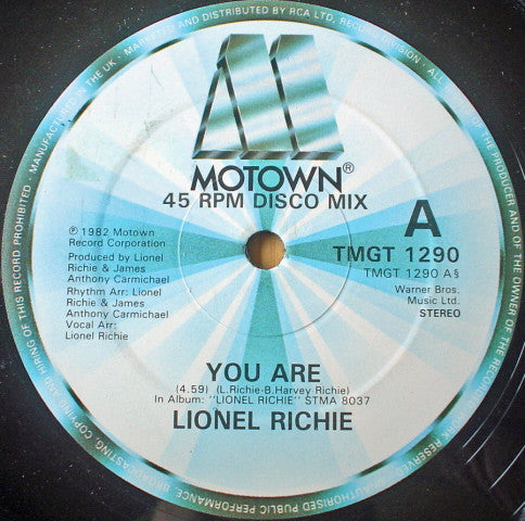 Lionel Richie : You Are (12", Single)