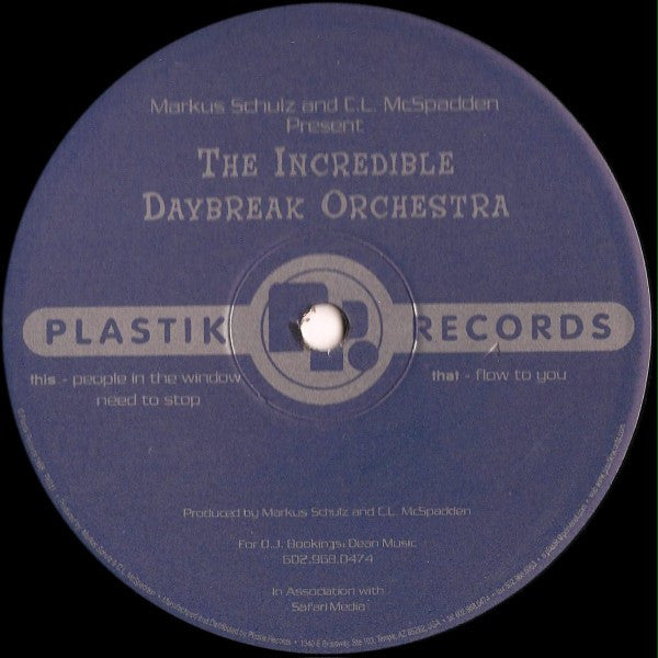 Markus Schulz And CL McSpadden Present The Incredible Daybreak Orchestra : People In The Window (12")