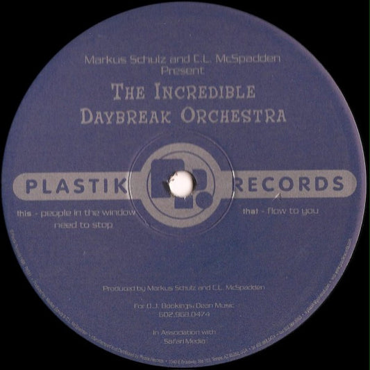 Markus Schulz And CL McSpadden Present The Incredible Daybreak Orchestra : People In The Window (12")