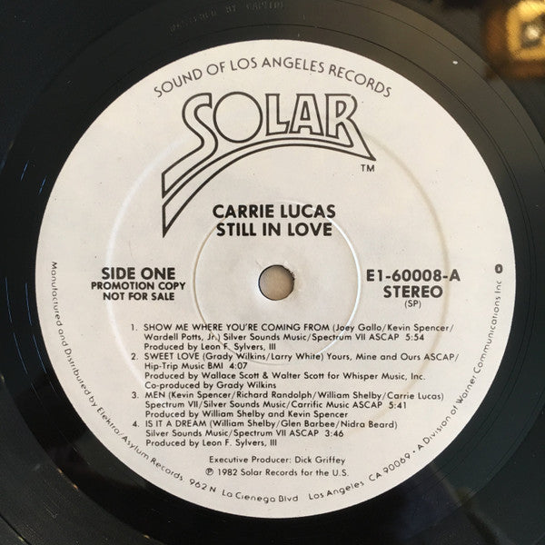 Carrie Lucas : Still In Love (LP, Album, Promo, SP)