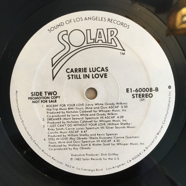 Carrie Lucas : Still In Love (LP, Album, Promo, SP)
