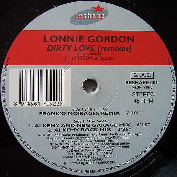Lonnie Gordon : Dirty Love (Remixes) (2x12")
