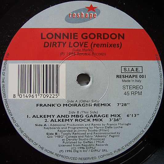 Lonnie Gordon : Dirty Love (Remixes) (2x12")