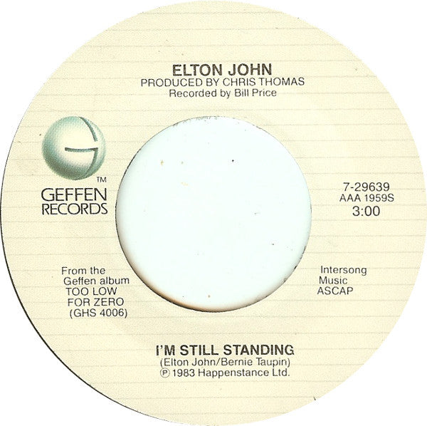 Elton John : I'm Still Standing (7", Single)