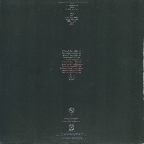 John Klemmer : Hush (LP, Album, Spe)