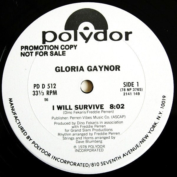 Gloria Gaynor : I Will Survive (12", Promo, 56)