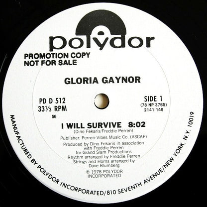 Gloria Gaynor : I Will Survive (12", Promo, 56)