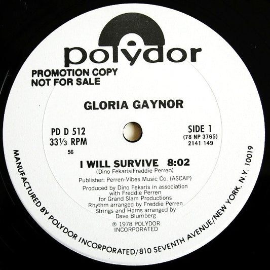 Gloria Gaynor : I Will Survive (12", Promo, 56)