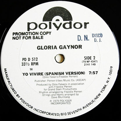 Gloria Gaynor : I Will Survive (12", Promo, 56)
