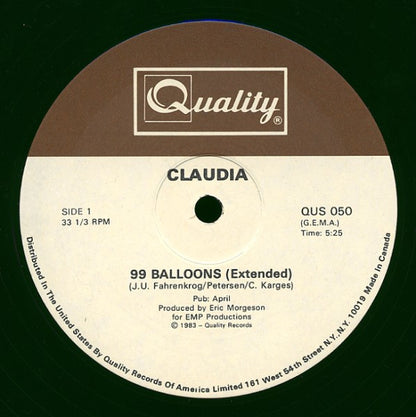 Claudia (62) : 99 Balloons (12", Single)