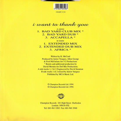 Robin S* : I Want To Thank You (12", Single)
