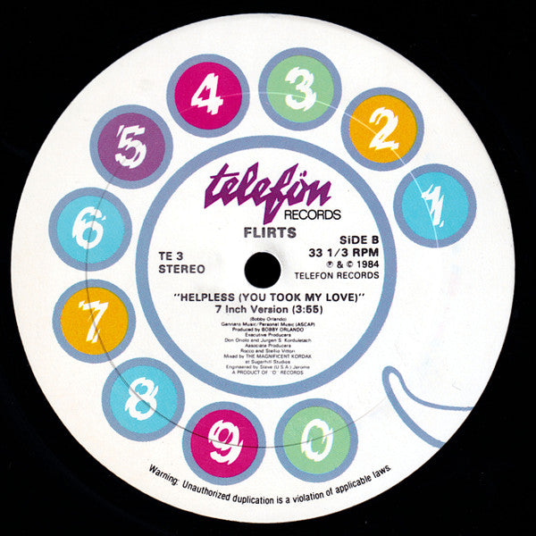 The Flirts : Helpless (You Took My Love) (Club Version) (12")
