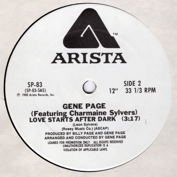 Gene Page : Love Starts After Dark (12", Promo)