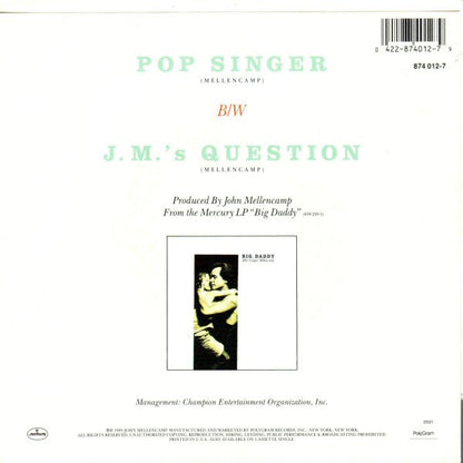 John Cougar Mellencamp : Pop Singer (7", Spe)