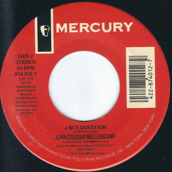 John Cougar Mellencamp : Pop Singer (7", Spe)