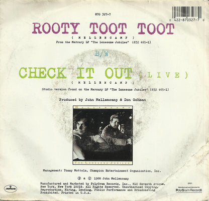 John Cougar Mellencamp : Rooty Toot Toot (7", Single, 49 )