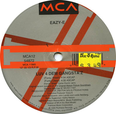 Eazy-E : Luv 4 Dem Gangsta'z (12", Single)