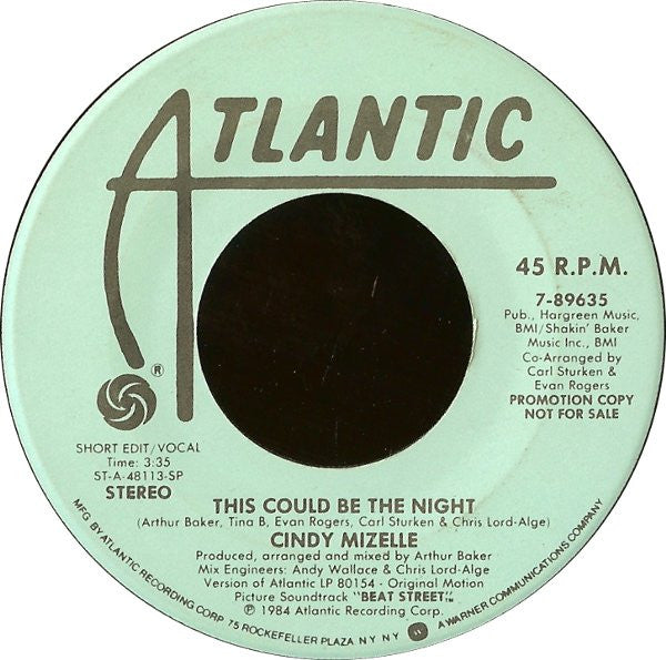 Cindy Mizelle : This Could Be The Night (7", Promo, SP )