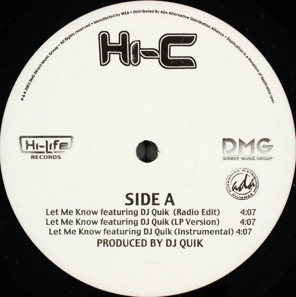 Hi-C : Let Me Know (12")