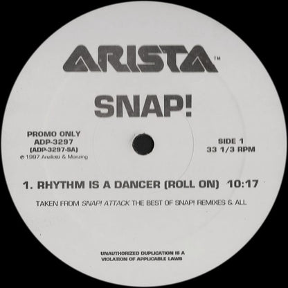 Snap! : Rhythm Is A Dancer (Roll On) (12", Promo)