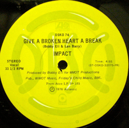 Impact (11) : Happy Man / Give A Broken Heart A Break (12", Promo)
