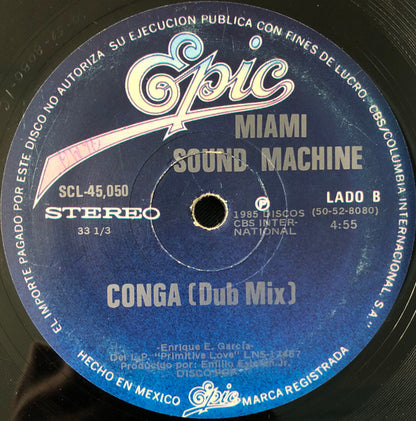 Miami Sound Machine : Conga (12", Single, Ltd, Bla)