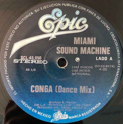 Miami Sound Machine : Conga (12", Single, Ltd, Bla)
