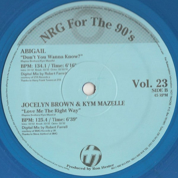 Various : NRG For The 90's Volume 23 (12", Promo, Blu)