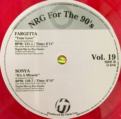 Various : NRG For The 90's Volume 19 (12", Comp, Promo, Mar)