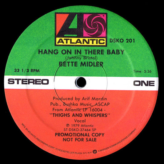 Bette Midler : Hang On In There Baby (12", Promo)