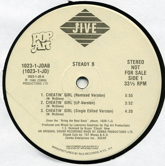 Steady B : Cheatin' Girl / Bring The Beat Back (12", Promo)