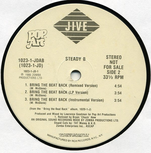 Steady B : Cheatin' Girl / Bring The Beat Back (12", Promo)