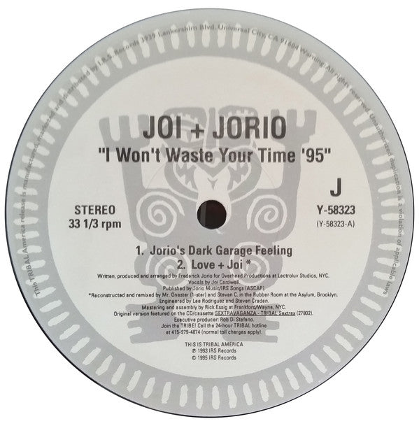 Joi + Jorio : I Won't Waste Your Time '95 (12")
