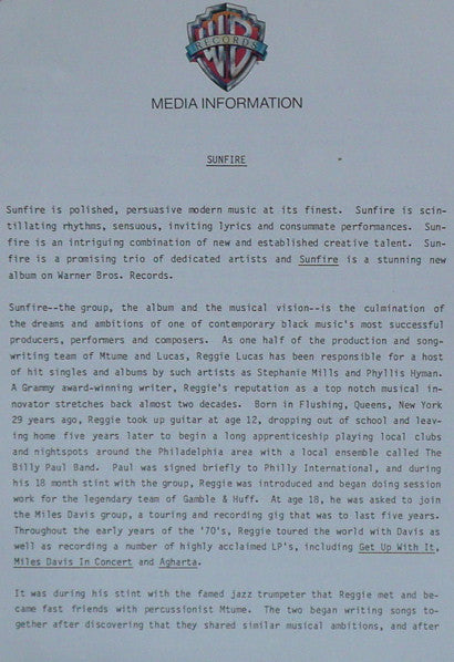 Sunfire (2) : Sunfire (LP, Album, Win)