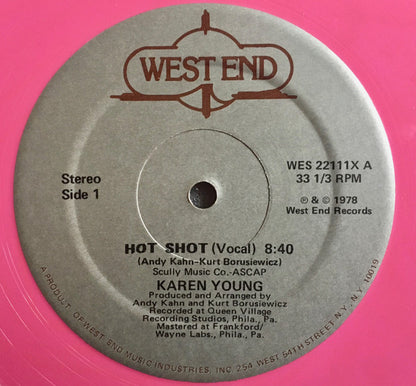 Karen Young : Hot Shot (12", Single, Ltd, Pin)