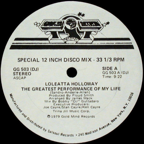 Loleatta Holloway : The Greatest Performance Of My Life (12", Single, Promo)