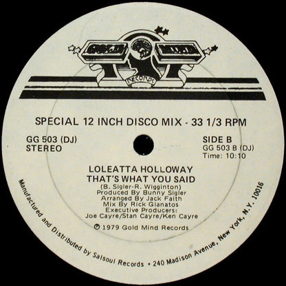 Loleatta Holloway : The Greatest Performance Of My Life (12", Single, Promo)