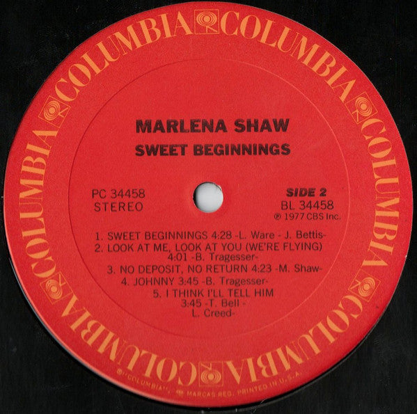 Marlena Shaw : Sweet Beginnings (LP, Album, Pit)