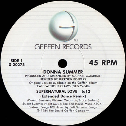 Donna Summer : Supernatural Love B/W Face The Music (12", Maxi)