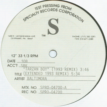 Baltimora : Tarzan Boy (12", TP)