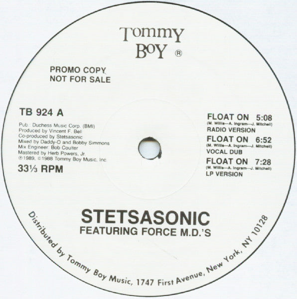 Stetsasonic Featuring Force MD's : Float On (12", Single, Promo)