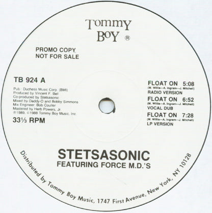 Stetsasonic Featuring Force MD's : Float On (12", Single, Promo)