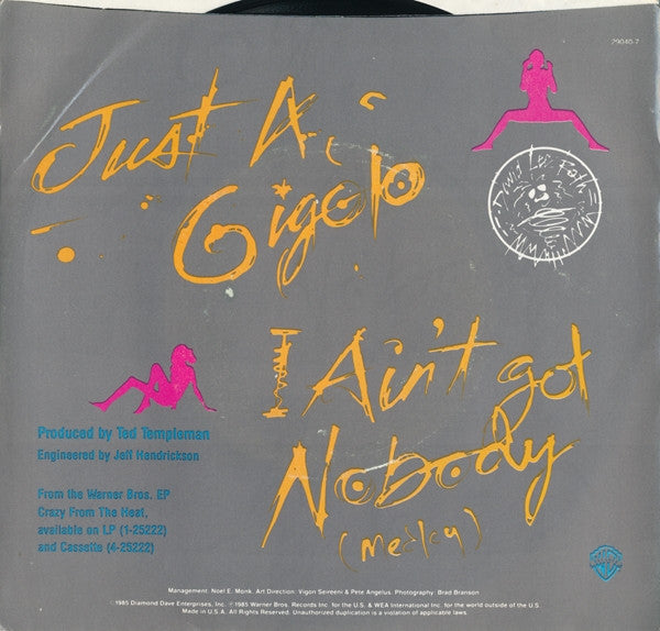David Lee Roth : Just A Gigolo / I Ain't Got Nobody (Medley) (7", Single, Spe)